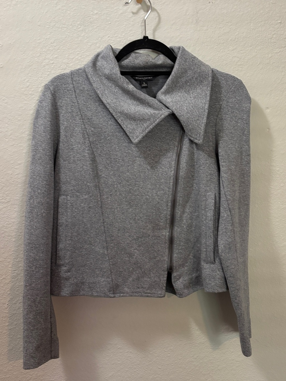 Banana Republic Gray Cropped Moto Style Asymmetrical Zip Jacket Size Small